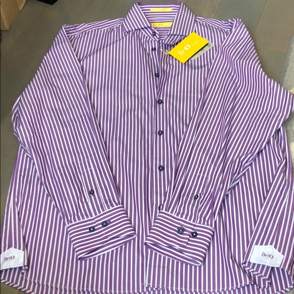 Brio Milano Other - Brio Milano Mens purple stripe dress shirt. XL.